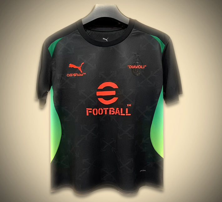 Maillot d'avant-match AC Milan x OFF-WHITE noir/vert 25/26