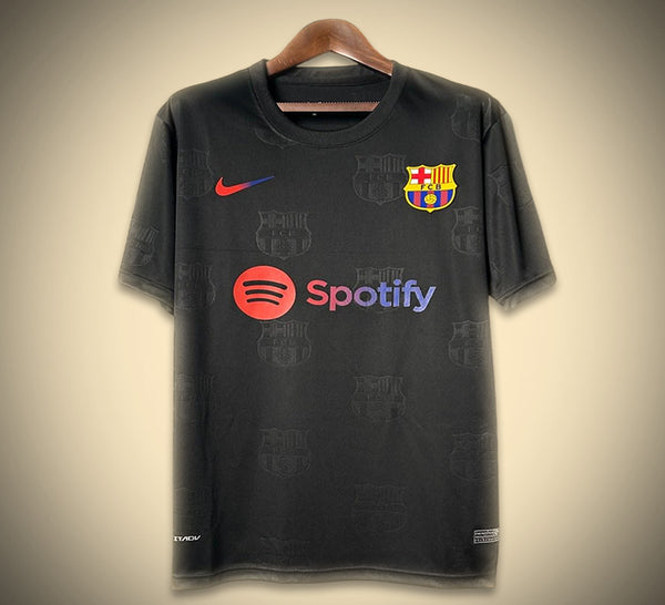 Maillot noir du FC Barcelone avec logo Spotify 25/26
