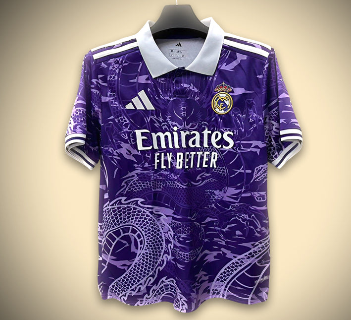 Maillot de football concept Real Madrid violet édition dragon saison 2526