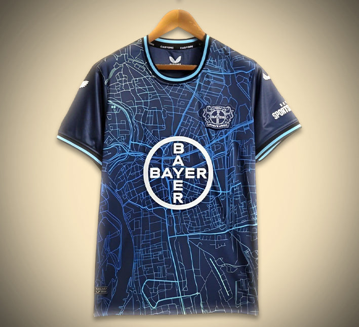 Maillot de football Bayern 04 Leverkusen bleu design concept collection 2425