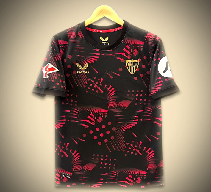 maillot extérieur FC Séville noir saison 2024 2025 tenue de football officielle