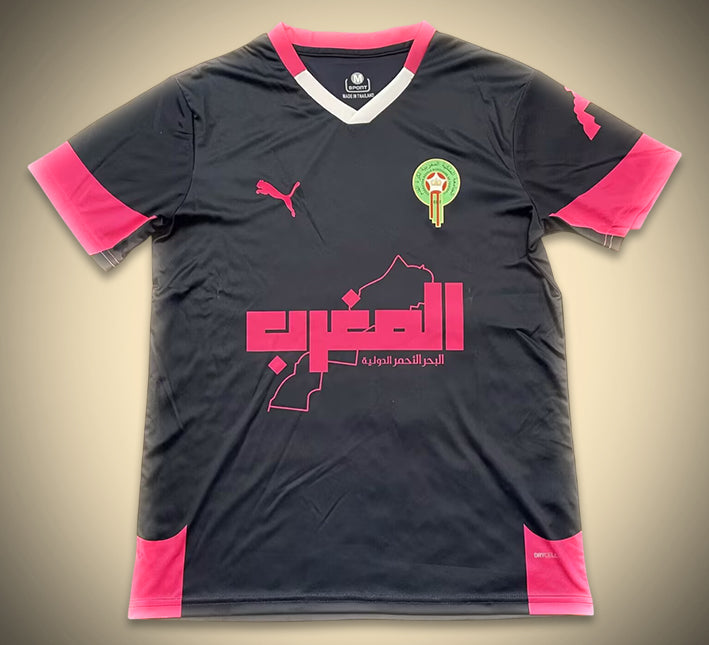 maillot concept Maroc édition noir et rose saison 2025 2026 tenue de football