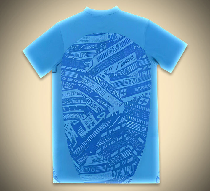 maillotmarseilledomicilebleudos.jpg Maillot Olympique Marseille Avant-Match 2024-2025 vue de profil