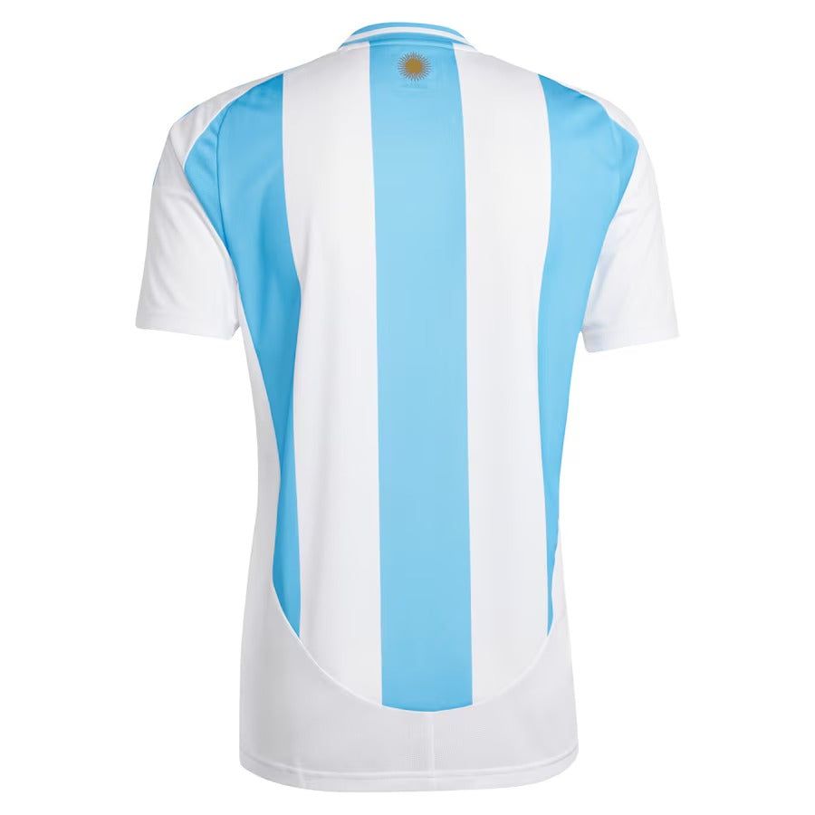 maillot de football Argentine domicile saison 2024 avec rayures bleu ciel et blanches