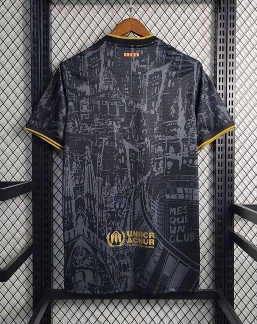 maillot domicile FC Barcelona design cityscape saison deux mille vingt cinq deux mille vingt six