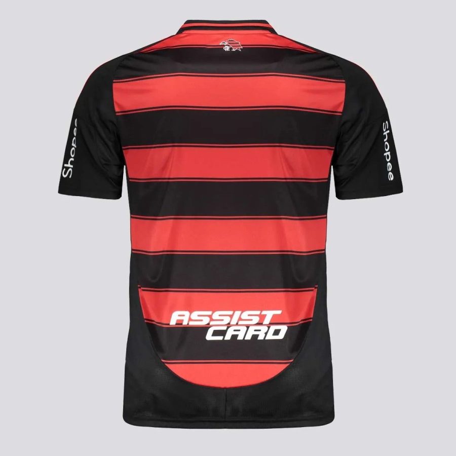 maillot domicile Flamengo saison deux mille vingt cinq rouge et noir avec écusson du club