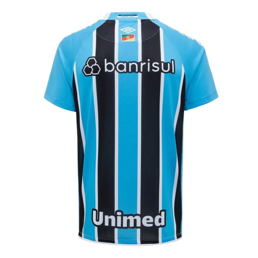 maillot domicile Gremio FBPA 2025 bleu noir et blanc avec écusson officiel