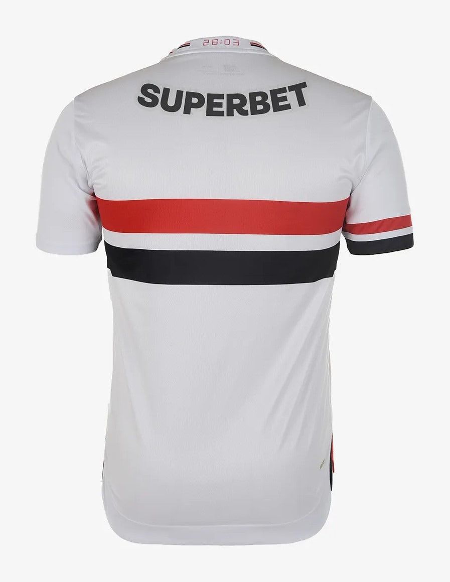 Maillot domicile Sao Paulo FC saison 2025 jersey officiel blanc rouge noir