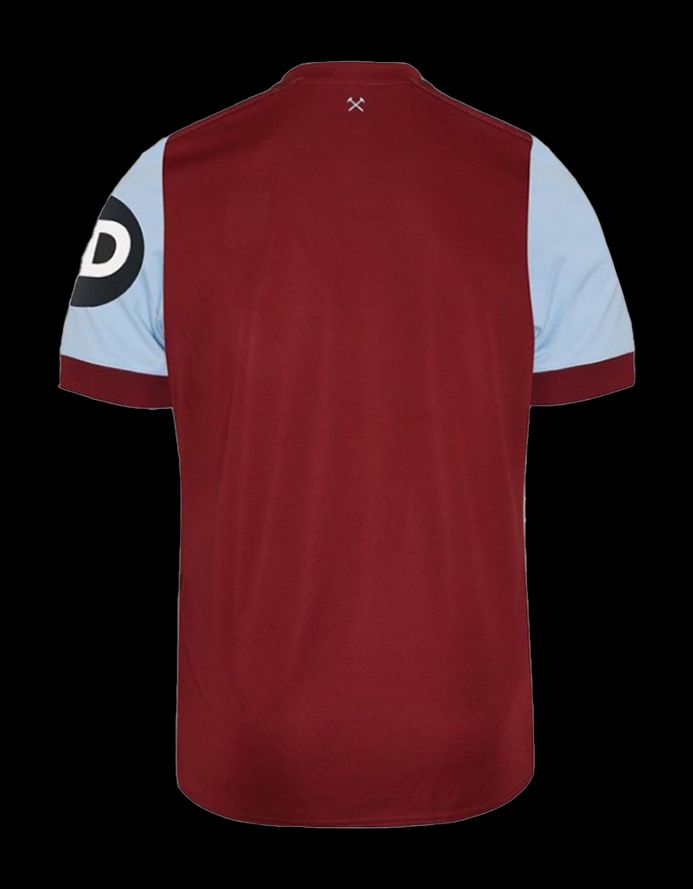 maillot domicile West Ham United FC saison 2023 2024 tenue officielle bordeaux et bleu ciel