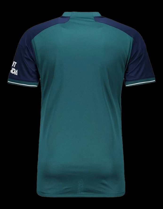 Maillot third Arsenal saison deux mille vingt trois deux mille vingt quatre tenue extérieure rouge et bleu marine