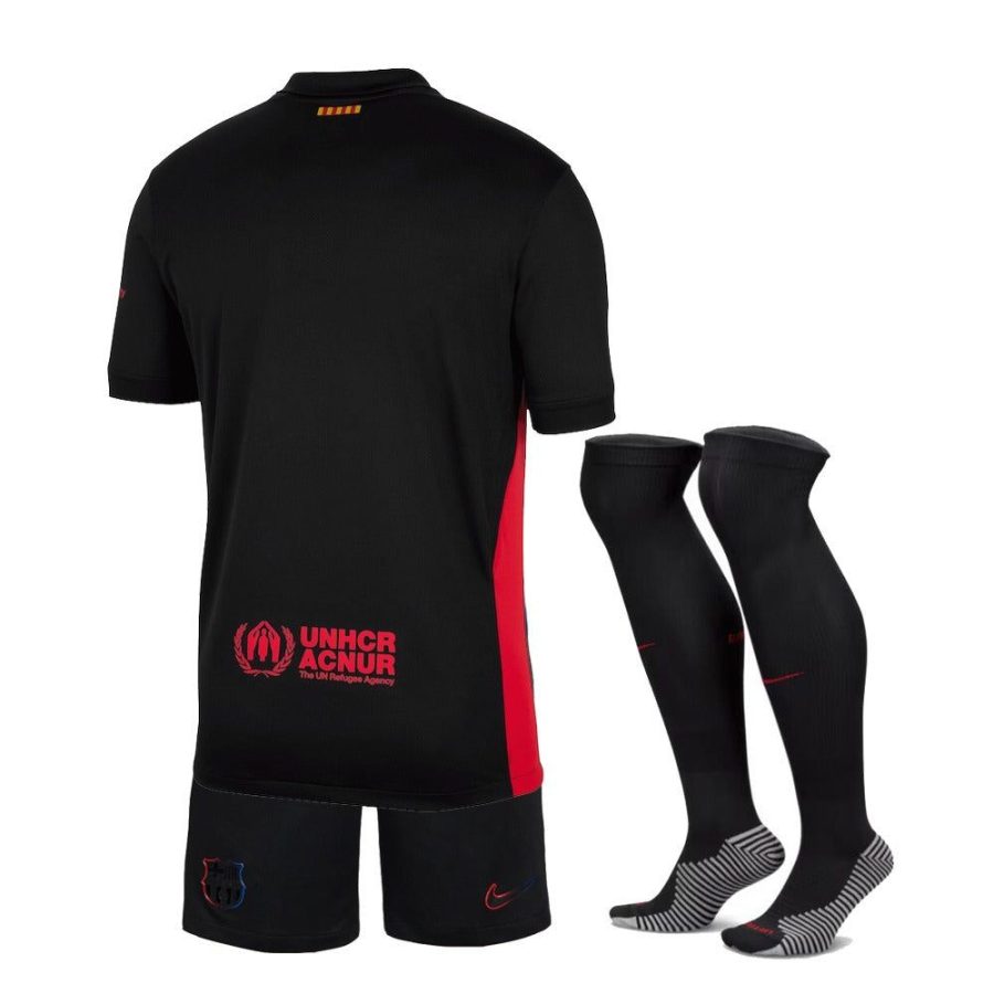 tenue enfant FC Barcelona extérieur saison deux mille vingt quatre deux mille vingt cinq maillot short et chaussettes
