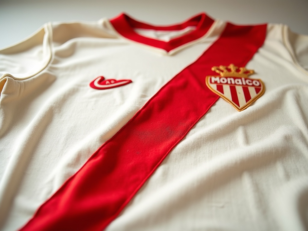 Maillot historique AS Monaco années 1960 avec diagonale rouge emblématique