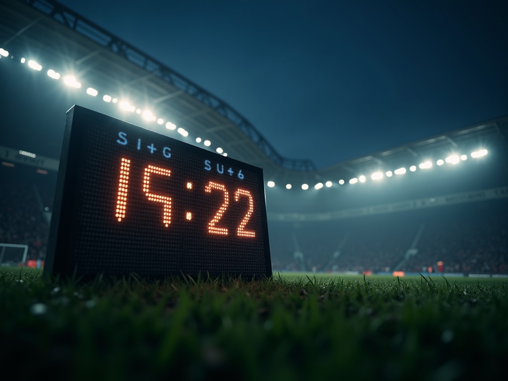 Panneau électronique affichant le temps additionnel lors d'un match
