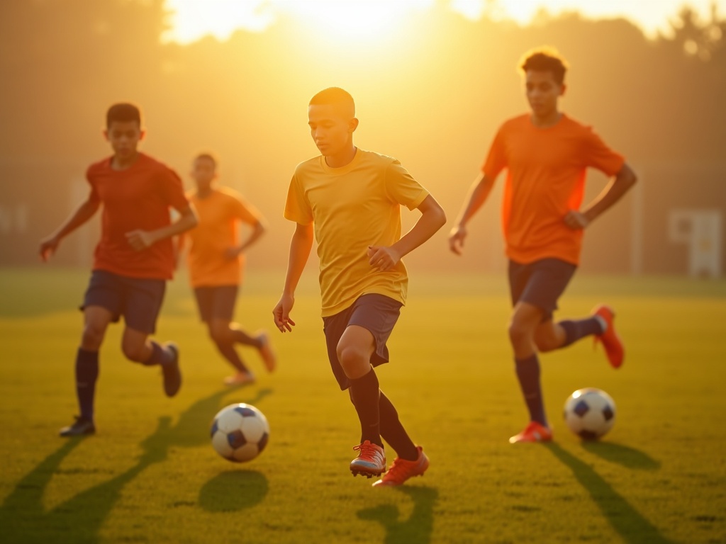Jeunes joueurs de football en action lors d'un entraînement