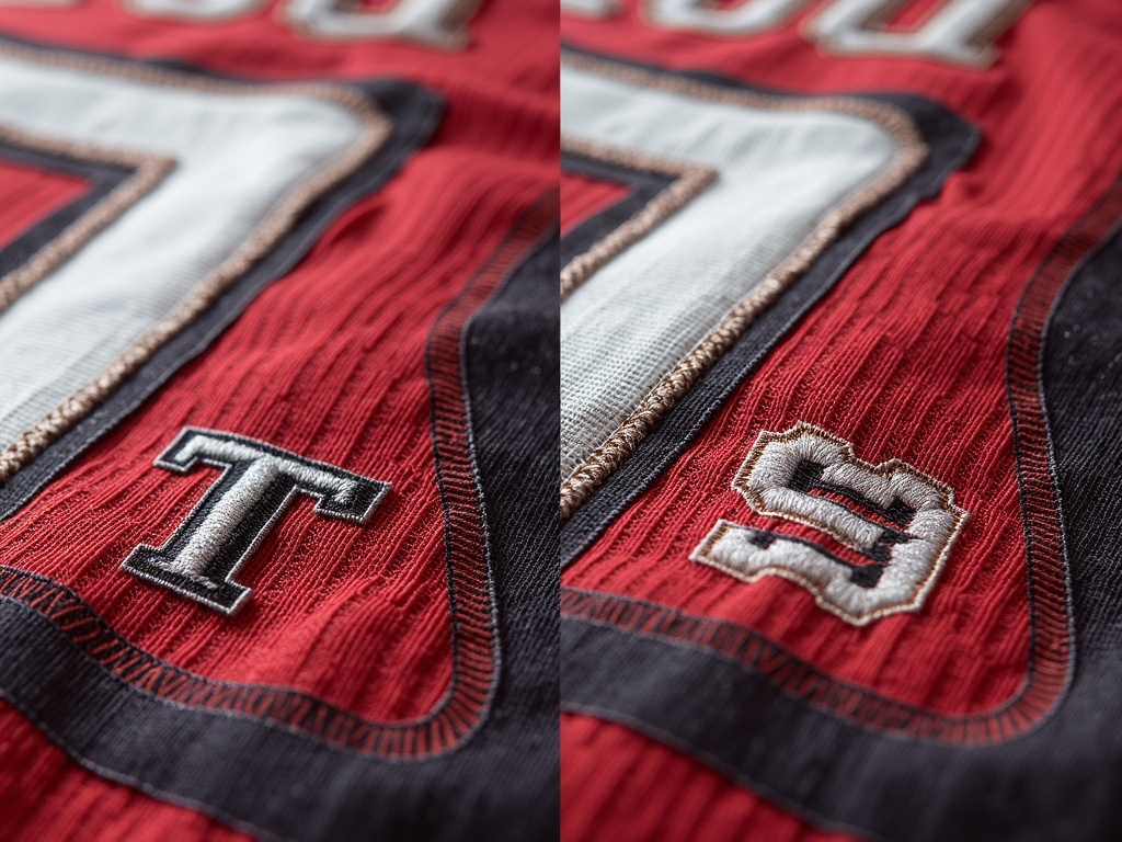 Comparaison entre flocage thermocollé et broderie sur un maillot de foot