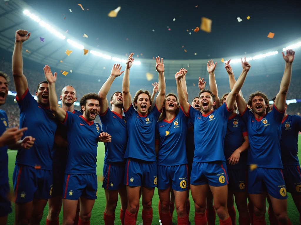 Joueurs de l'équipe de France célébrant le titre mondial de 1998