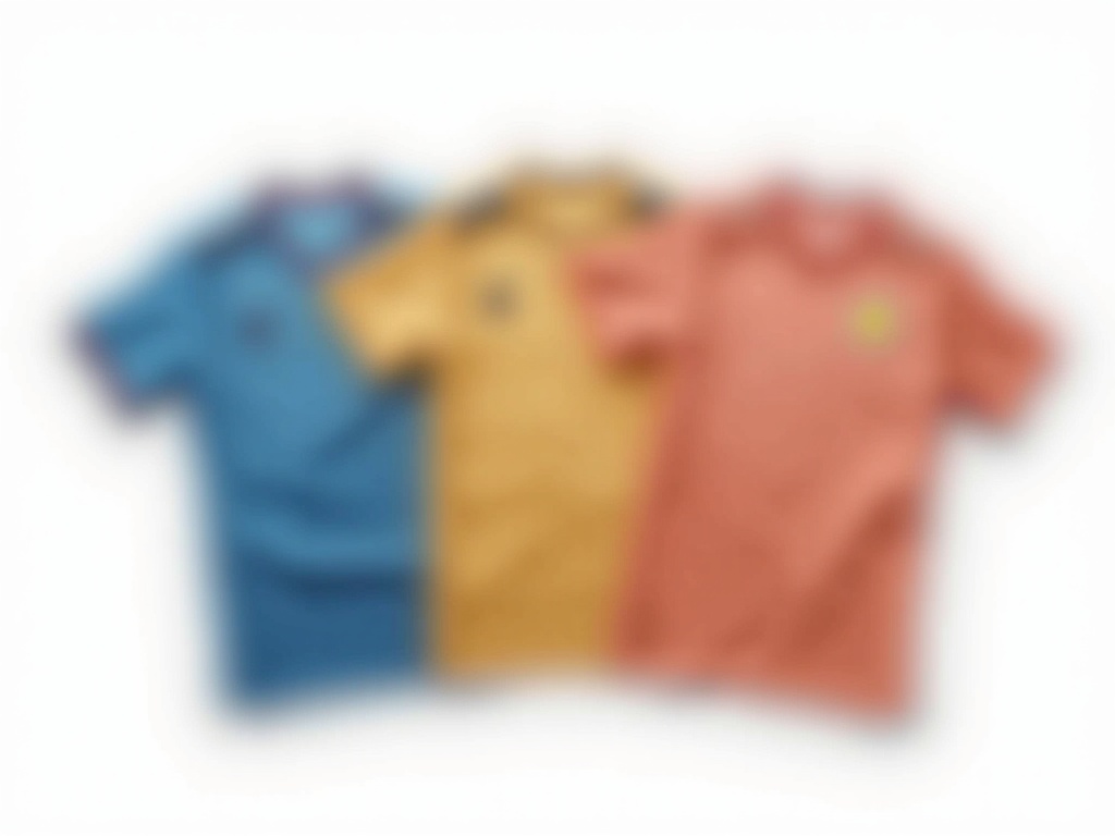 Trois maillots de foot enfant de styles différents posés à plat