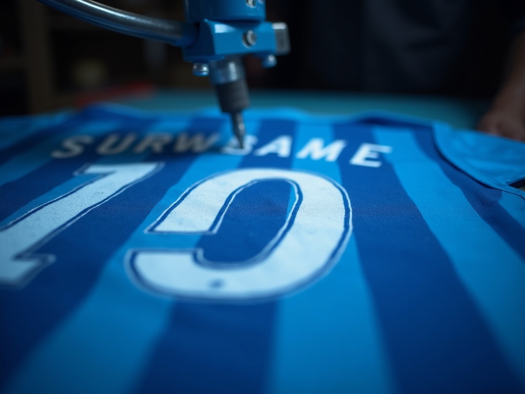 Flocage d'un maillot de foot aux couleurs de l'OM avec nom et numéro