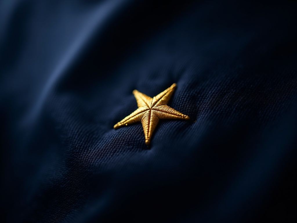 Étoile dorée brodée au-dessus d'un badge de club sur un maillot