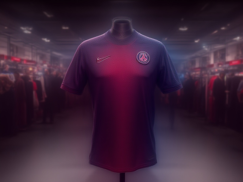 Maillot du PSG exposé dans une boutique officielle à Paris