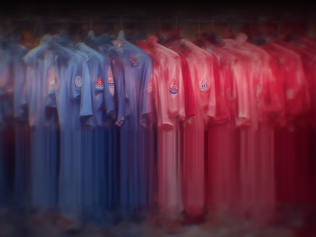 Maillots de l'OM, de l'OL et de Monaco dans un magasin de sport