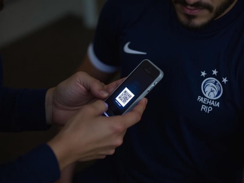 Scan du QR code d'authenticité sur un maillot équipe de France