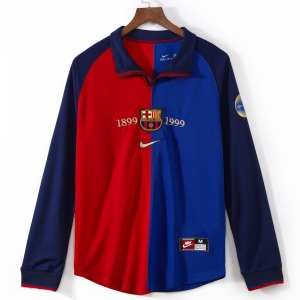 Maillot Barcelone Domicile 1999-2000 Rétro Manches Longues