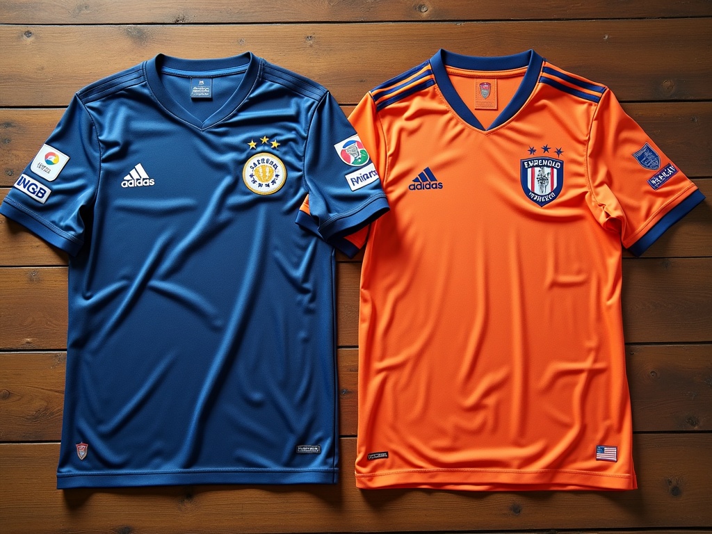 Comparaison maillot de foot officiel et maillot thaï côte à côte