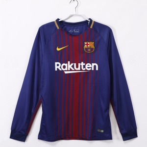 Maillot Barcelone Domicile 2017-2018 Manches Longues Rétro