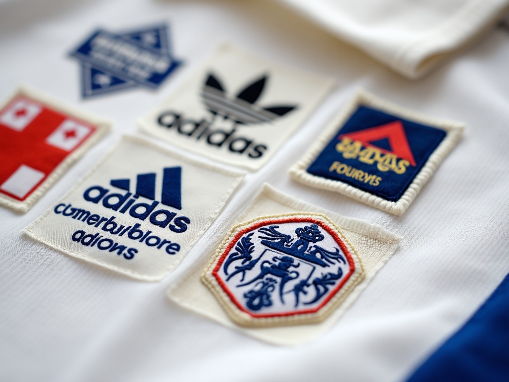 Étiquettes authentification maillots de foot vintage de différentes époques pour identifier un maillot collector rare