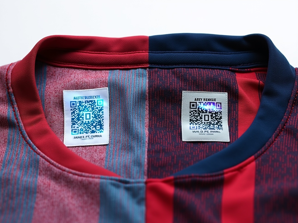 Comparaison d'étiquettes intérieures entre un maillot de foot authentique et une contrefaçon