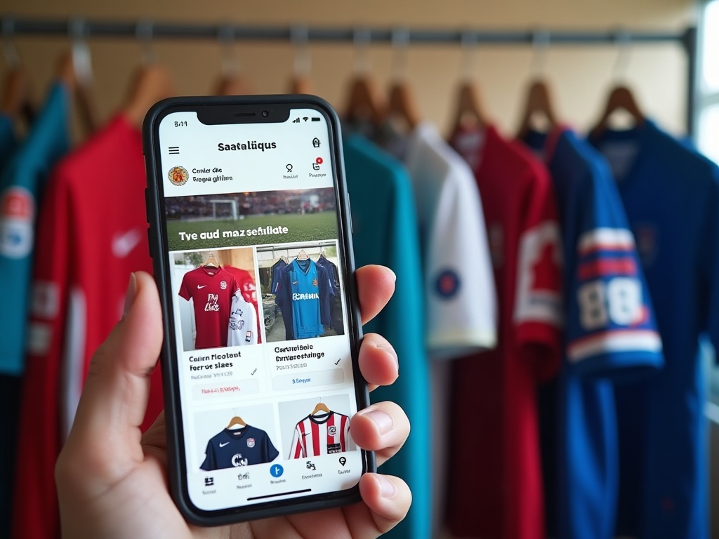 Annonces de maillots de foot sur une plateforme d'occasion en ligne