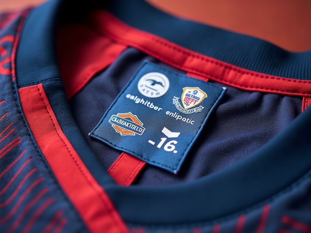 Étiquette intérieure d'un maillot de foot officiel pour vérification d'authenticité