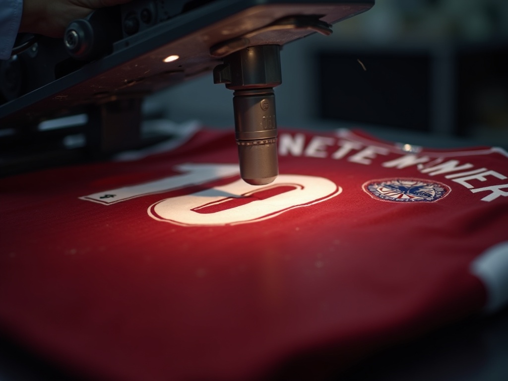 Flocage express d'un maillot de foot en atelier professionnel