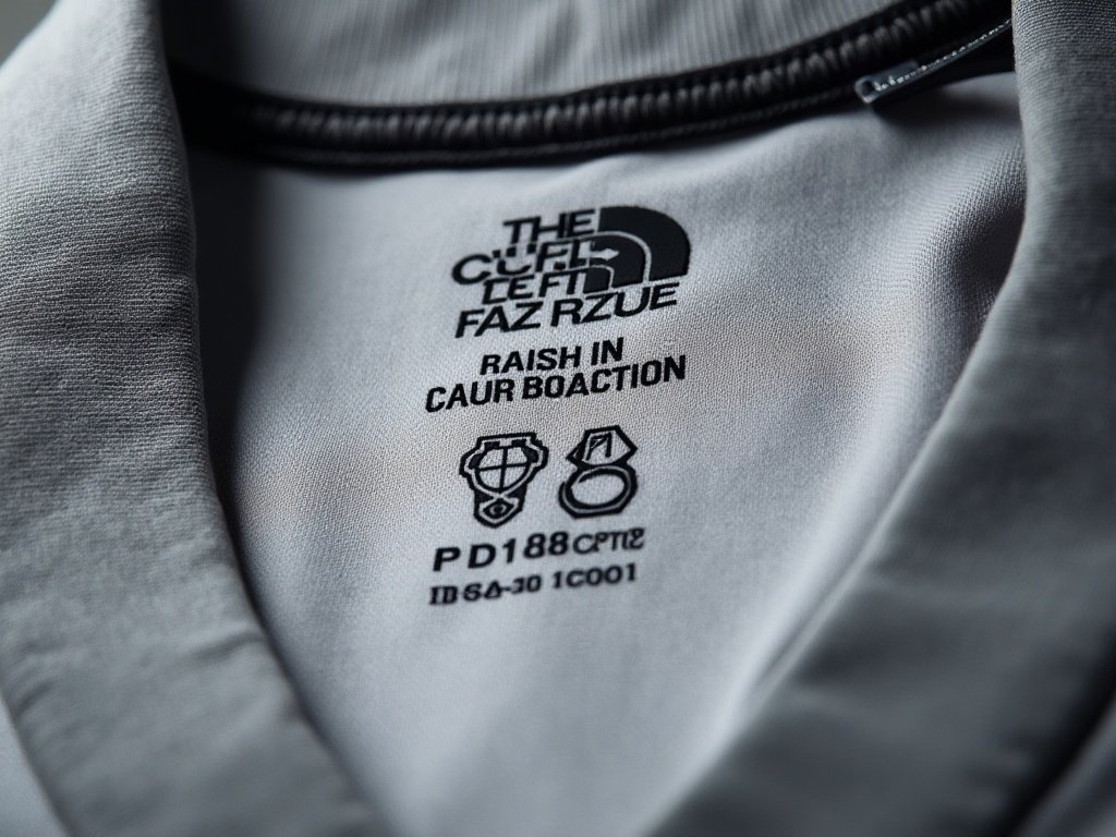 Etiquette intérieure d'un maillot de foot officiel avec code produit visible