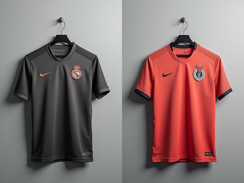 Comparaison maillot de foot officiel et maillot replica côte à côte