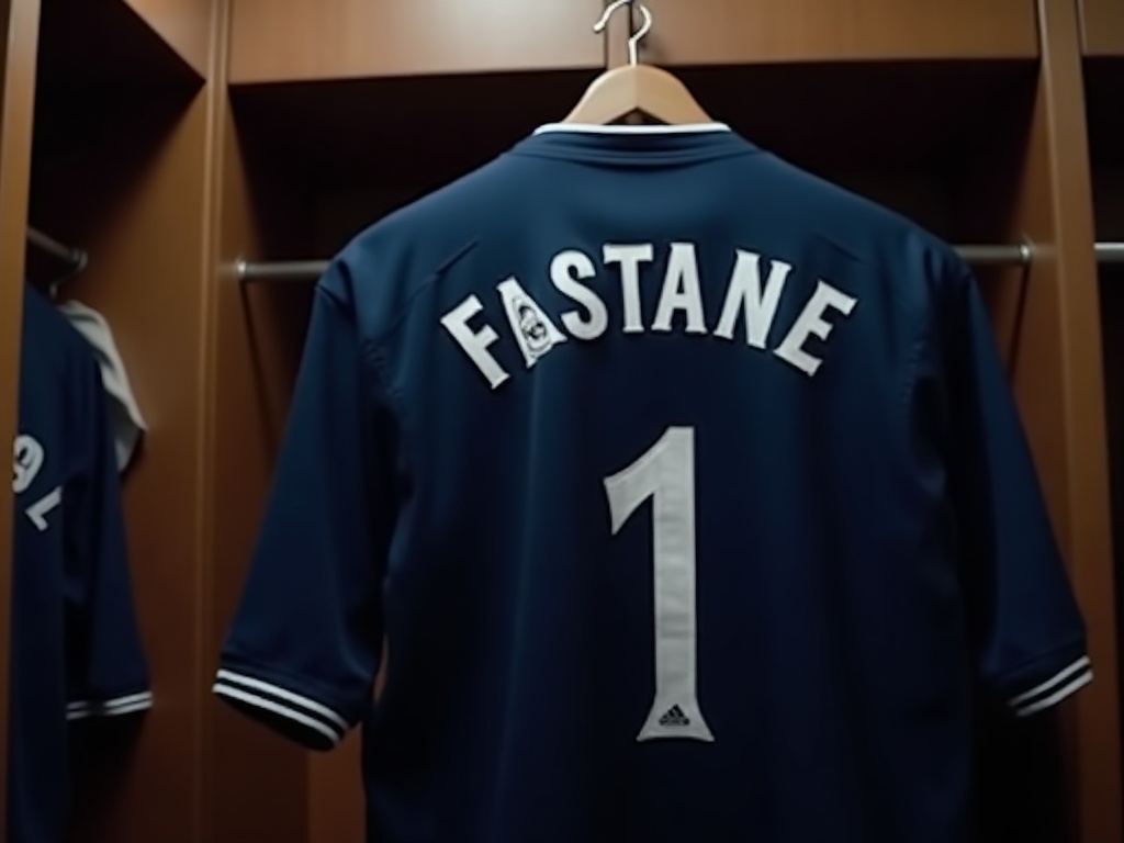 Maillot Champions League 2026 bleu nuit avec col nervuré dans un vestiaire