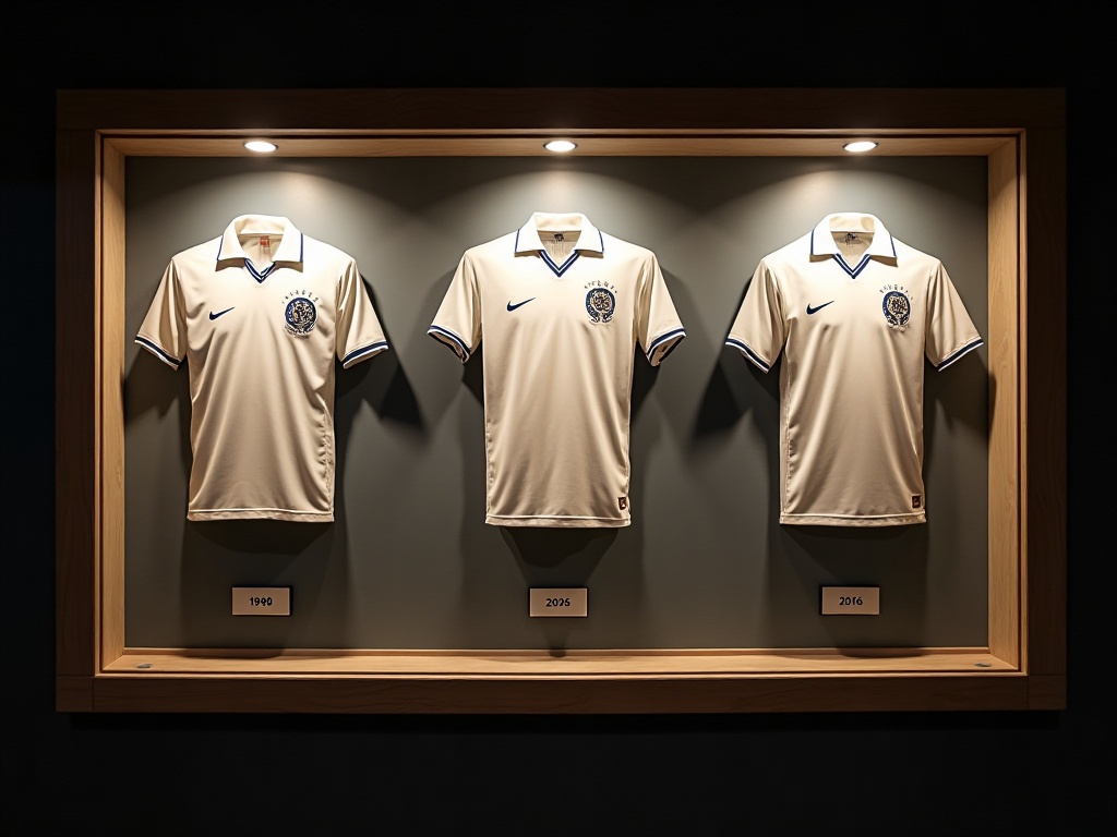 Collection de maillots historiques de l'Olympique de Marseille encadrés