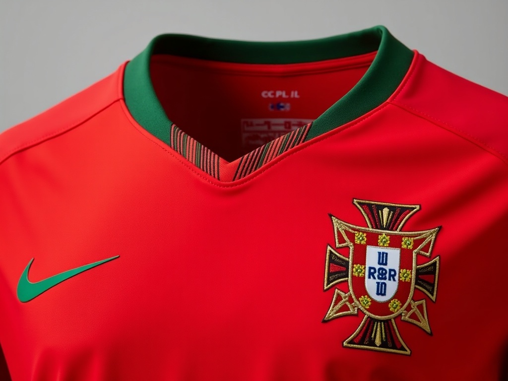 Détail col et écusson du nouveau maillot domicile Portugal 2026