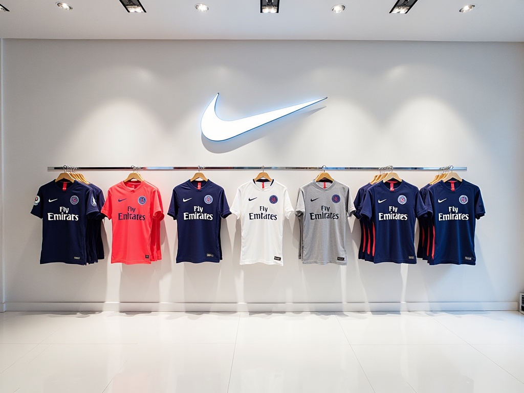 Mur de maillots PSG en boutique Nike officielle
