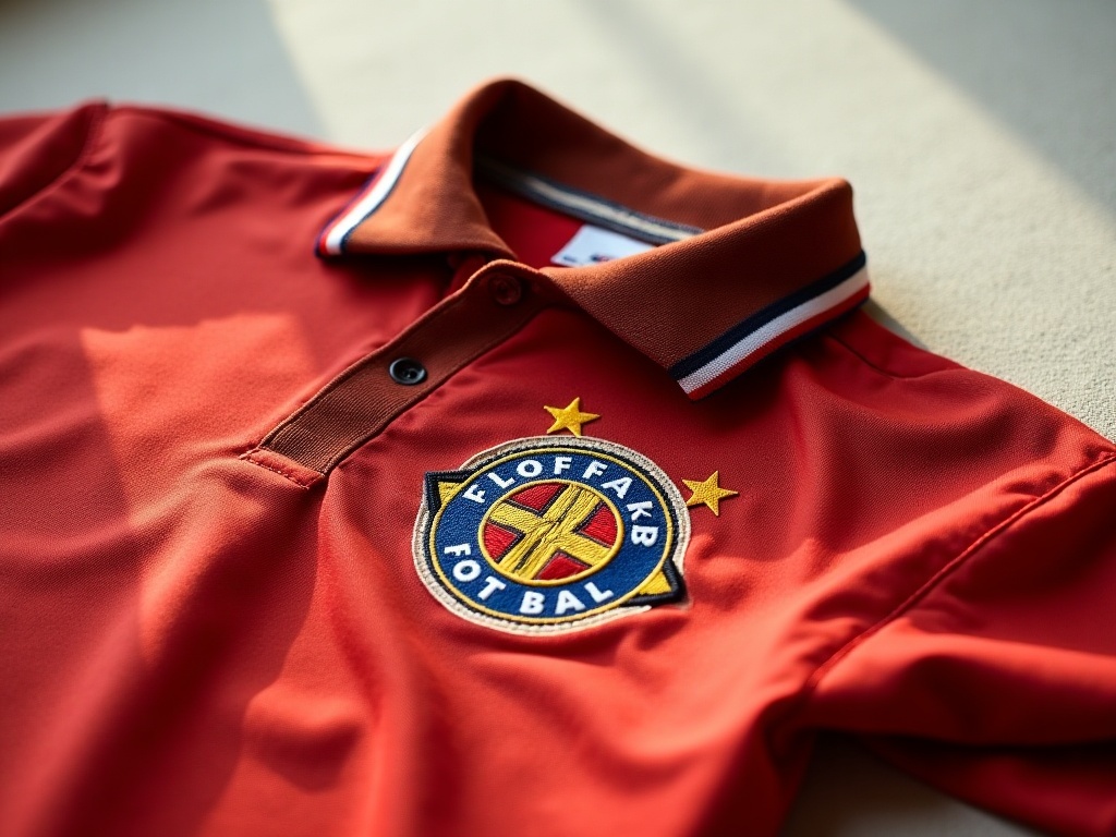 Maillot de foot rétro années 90 avec col polo et badge brodé