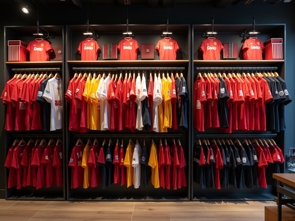 Maillots de foot adulte exposés dans une boutique officielle en 2026