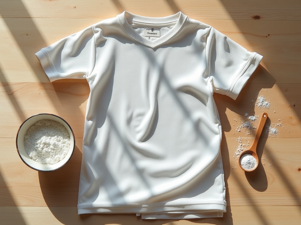 Traitement d'une tache jaune sur un maillot de foot avec du percarbonate de soude en trempage