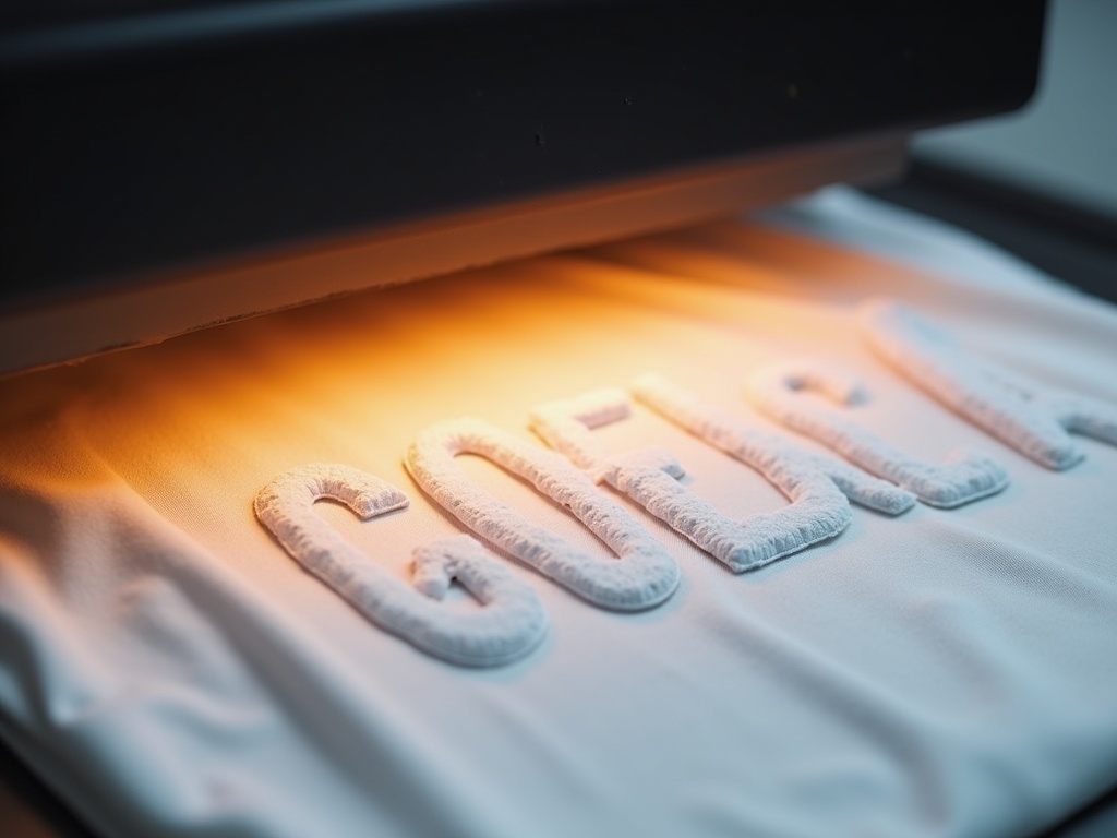 Application d'un flocage thermocollé sur un maillot de foot blanc avec une presse professionnelle