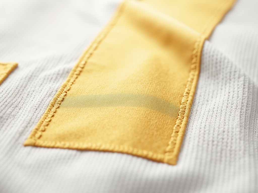 Gros plan sur les lettres dorées d'un flocage vinyl sur maillot de foot blanc