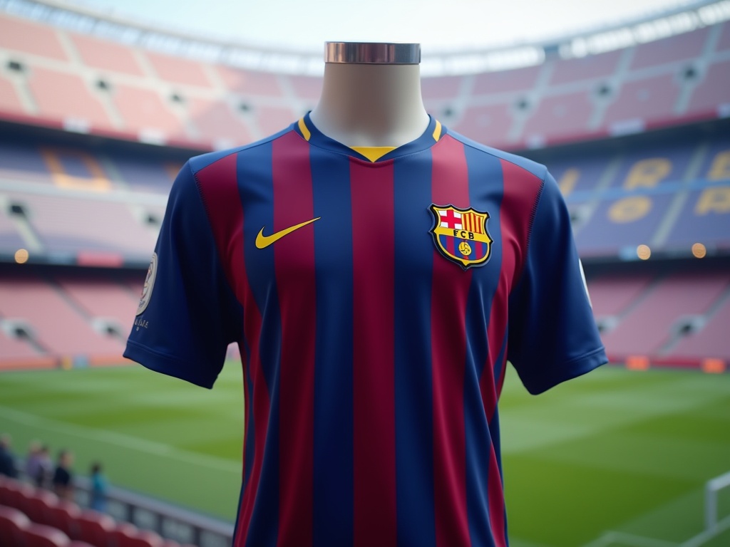 Maillot FC Barcelone Nike moderne, rayures blaugrana, ère Messi