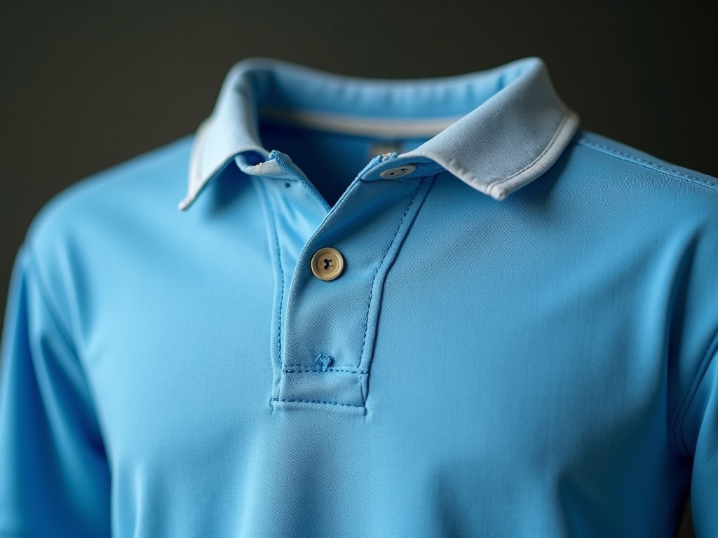 Maillot Manchester City vintage début XXe siècle, coton épais et col boutonné bleu ciel