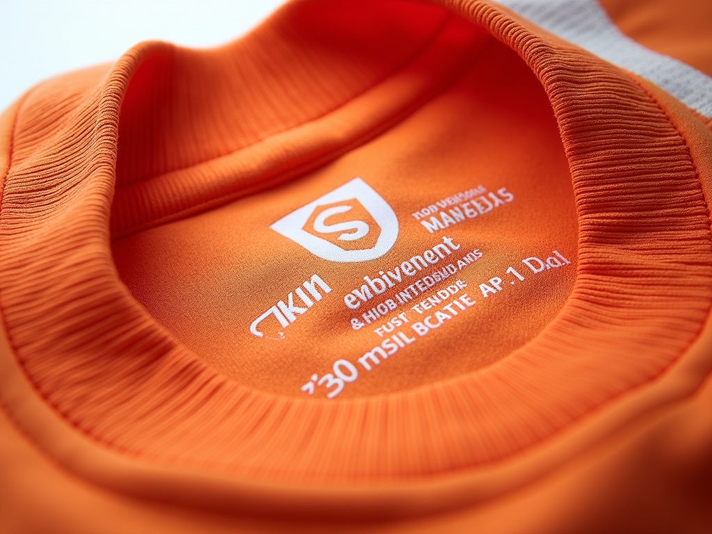 Étiquette intérieure d'un maillot de foot replica officiel avec composition tissu et pays de fabrication