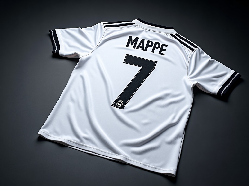 Maillot Real Madrid Mbappé numéro 7 blanc Adidas vue dos