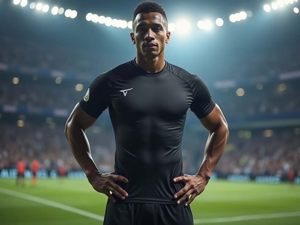 Maillot player version de foot porté sur le terrain avec coupe ajustée